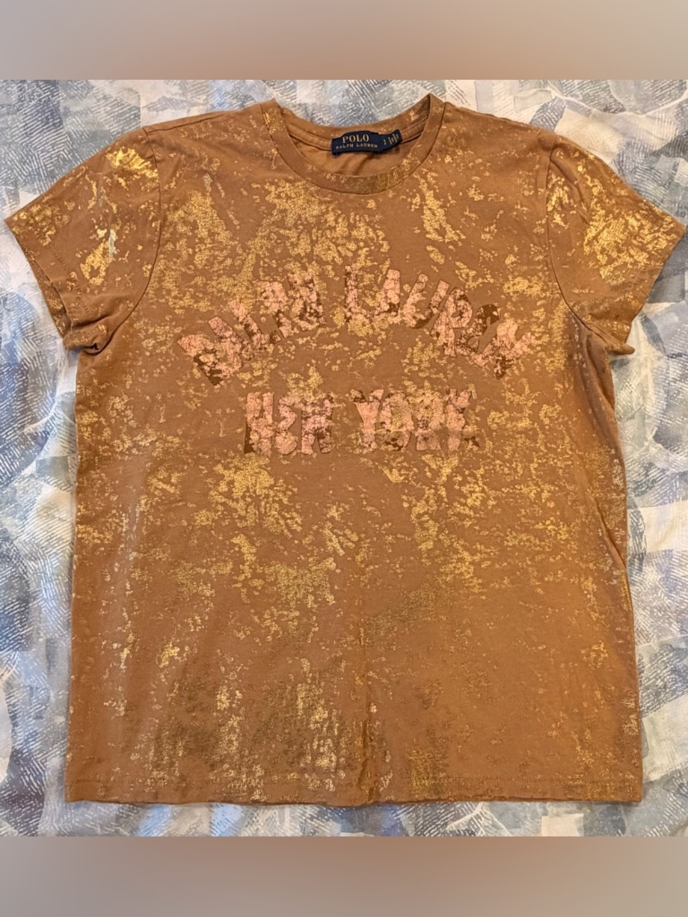 NWOT Polo Ralph Lauren Women's Metallic Gold / Brown  Tee / Tshirt - Small